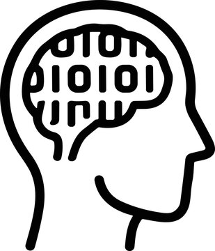Binary code in human brain silhouette, artificial intelligence concept, digital mind, data processing