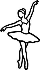Elegant ballerina in a graceful pose, line art illustration of ballet dancer © Sugar