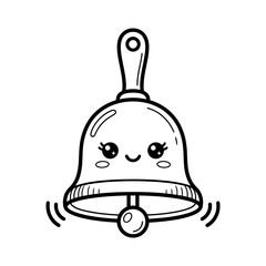 Fototapeta premium Cute Kawaii Bell Illustration, Simple Cartoon Animal Drawing, Isolated on White Background