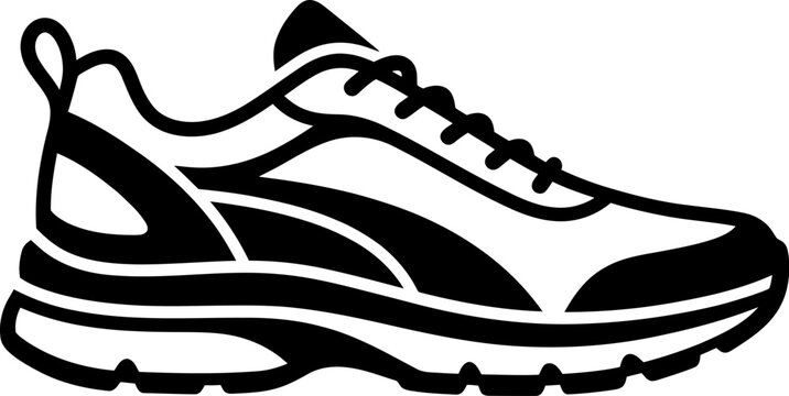 Running shoe line icon for sport and fitness apps