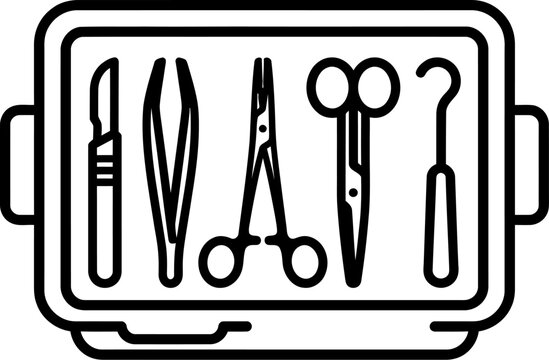 Surgical instrument set line icon for medical design