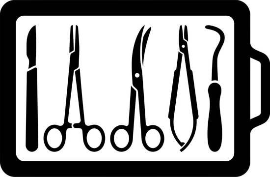 Surgical instruments line icon for medical design