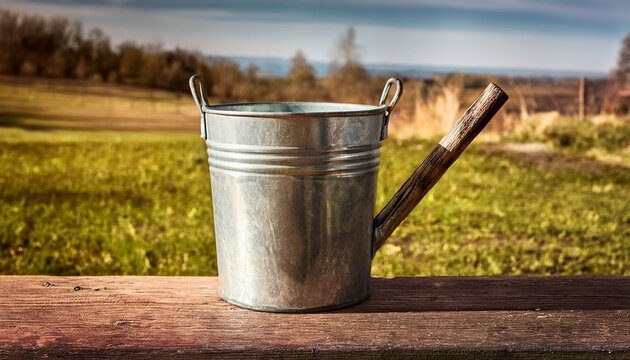 vintage galvanized metal pail with handle