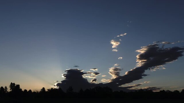 Morning Sun Emerging Behind Storm Clouds Sky Only Timelapse