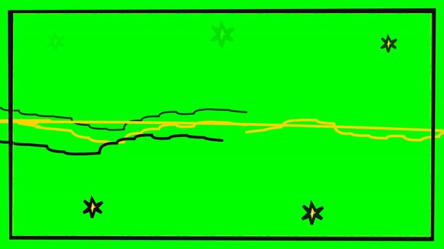 Vibrant Motion of Green Screen with Animated Stars and Wavy Lines for Creative Video Projects.
