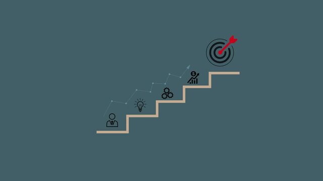 White block step on table with icon Action plan, Goal and target, success and business target concept, project management, financial profit leading to a target.