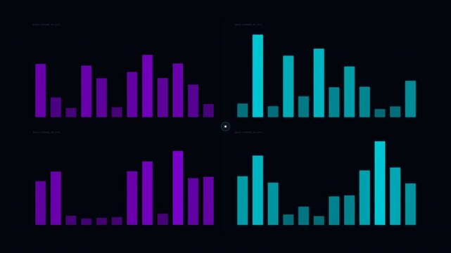 Dynamic Motion of Colorful Bar Graphs in a Digital Data Visualization Video.
