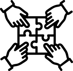 Obraz premium Teamwork Hands Assembling Puzzle Pieces Together - Unity and Collaboration Concept