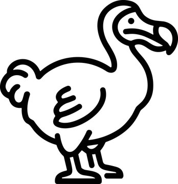 Dodo Bird Icon Illustration: Extinct Animal Line Art
