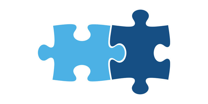 Two Interlocking Puzzle Pieces on Black Background for Teamwork Concepts