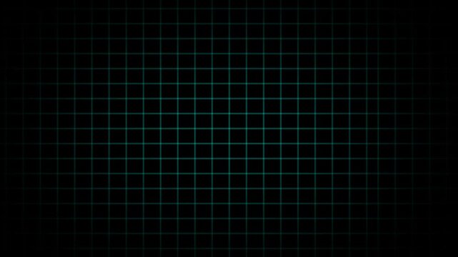 Black background with animated thin green wireframe grid line fit for alpha channel or overlay layer. Mesh shiny tile-like creative animated video . Grid graph pattern moving vertically downward ,