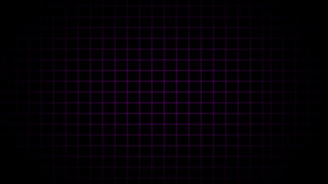 Black background with animated thin purple wireframe grid line fit for alpha channel or overlay layer. Mesh shiny tile-like creative animated video . Grid graph pattern moving vertically downward ,