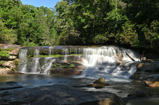 French Broad Falls, Balsam Grove, NC - mountain waterfall on the French Broad River