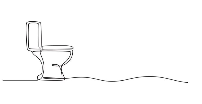 Self animated continuous one line drawing of toilet. Full length single line art animation, Animated self drawing of continuous line draw of toilet, Full length one line animation. 4K