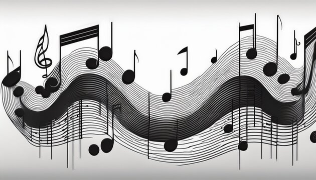 silhouettes of music notes on sheet composing app karaoke white background