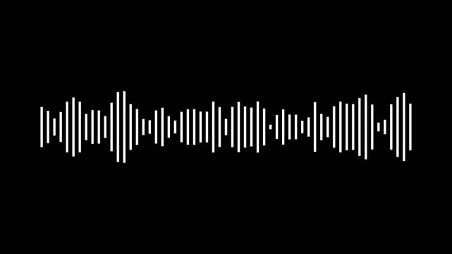 Audio wave visualization on a transparent background, digital sound wave and frequency level display, audio waveform spectrum animation, Audio Equalizer Background Animation in 4k.