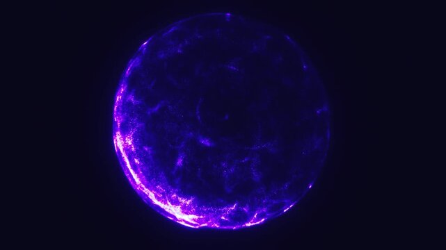 Abstract purple glowing planet with luminous rim, cosmic surface texture
