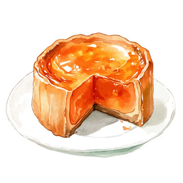 watercolor painting of Nian Gao, isolated on a white background.