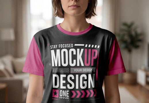 Woman In T Shirt Mockup