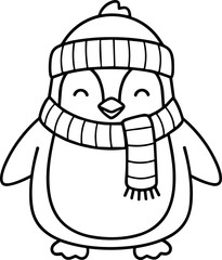 Fototapeta premium Cute Penguin Cartoon Coloring Page - Winter Animal