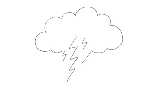 A simple line of a cloud with lightning storm weather
