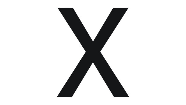 Large black letter x on white background, large letter isolated, letter