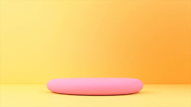 Pink silicone earplug resting horizontally on a smooth gradient orange background creates a minimalist composition for hearing protection awareness.