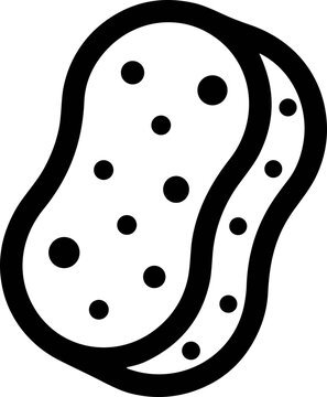 Simple line drawing of a kitchen sponge with black dots and outline