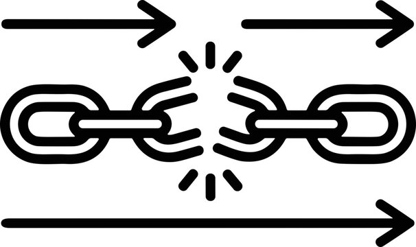 Broken Chain Links with Arrows Symbolizing Breaking Free, Freedom, and Strength