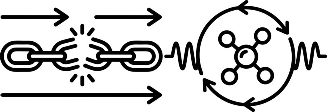 Breaking Chain Link Symbolizing System Failure or Weakness, Connecting to Molecular Structure