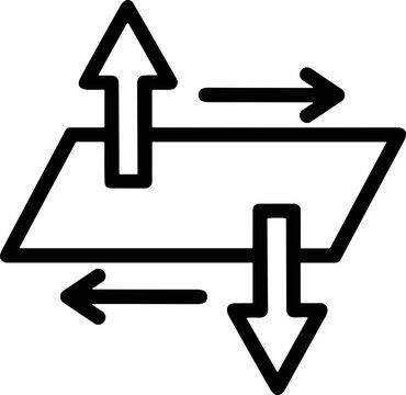 Abstract illustration of opposing arrows indicating movement and direction on a flat plane