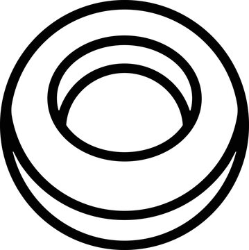 Abstract geometric torus shape, minimalist line art, black and white, modern design element