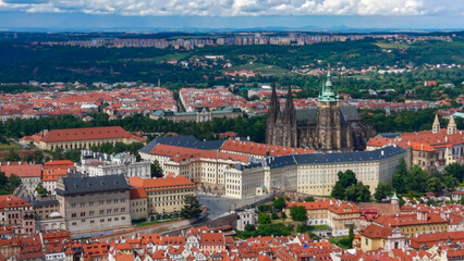 Obraz premium Prague Castle, Prague, Czech Republic, aerial drone view