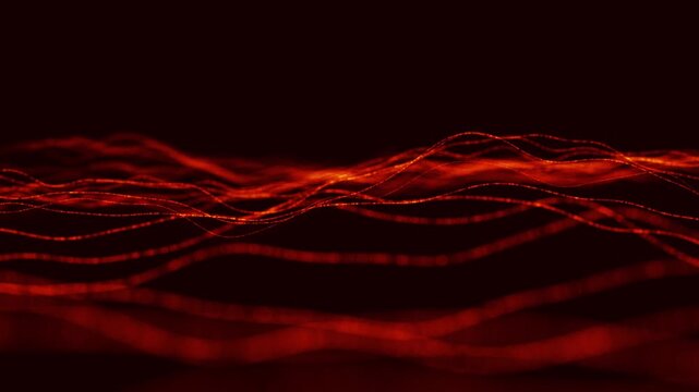 Animated background in a digital technology style. Abstract background with a dynamic dot wave. Colored sound wave. 3D rendering. 4k Animation