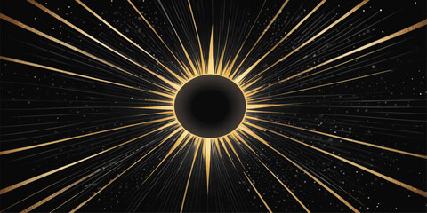 Abstract fractal burst sun light energy explosion glowing yellow orange space star rays circular sphere pattern vector illustration design backdrop with radiant glow © md bahar