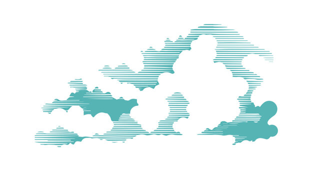 Graphic cloud . Hand drawn. Not AI, vector illustration.