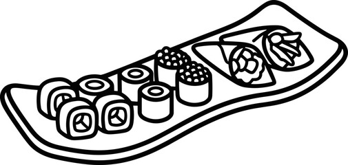 Line Art Sushi Plate Illustration © kumara