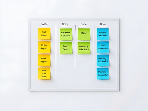 Kanban Board with Sticky Notes