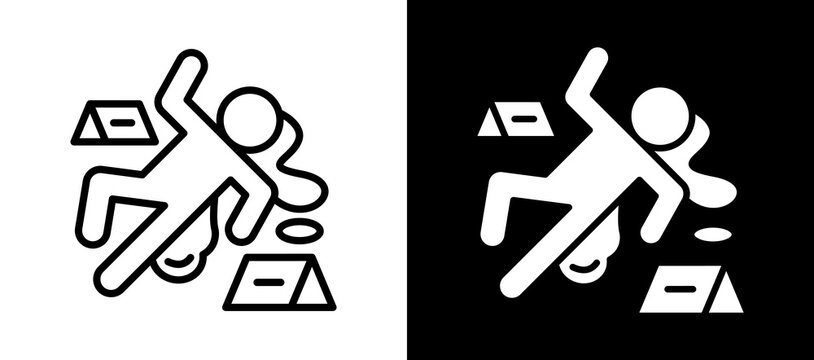 Crime Scene Icon Set In Black And White Filled Style Collection