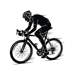 Naklejka premium Cyclist silhouette vector illustration of bike rider in motion racing line art graphic.