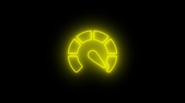 Yellow Digital Speedometer Dashboard with Kilometer Mileage Counter Animation.