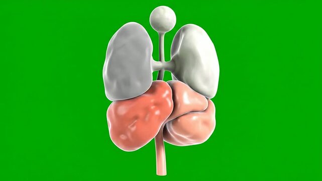 Detailed 3D CGI Animation of the Human Endocrine System with Gl glands on Green Screen Background for Medical and Educational Use
