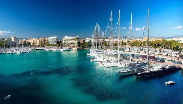 parc de la mar lagoon and marina in palma mallorca spain