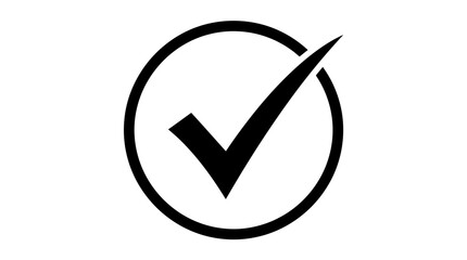 Check mark icon black silhouette on a white background © Creator Rima Akter