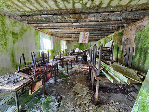 Wonderful photos of a &ldquo;lost place,&rdquo; an old industrial wasteland with chairs and other items.