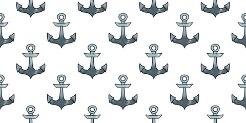 Gray Anchor print. Seamless nautical Pattern with repeating gradient Hook. Marine background. Wrapping paper, Maritime wallpaper, packaging. Coastal vacations, voyage. Decor. Vector illustration © Dynamisa