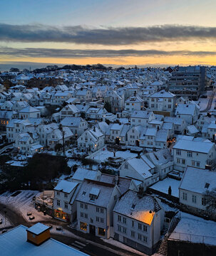 Beautiful photos of the city of Stavanger, Norway, in winter on a sunny day