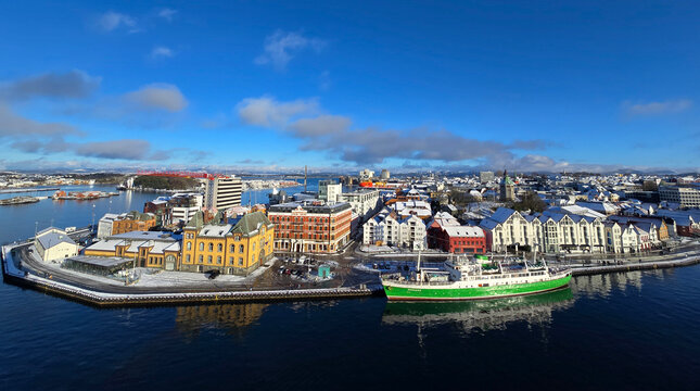 Beautiful photos of the city of Stavanger, Norway, in winter on a sunny day