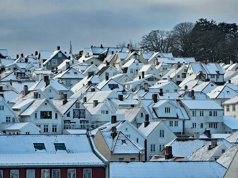 Beautiful photos of the city of Stavanger, Norway, in winter on a sunny day