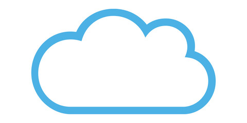Fototapeta premium Simple Blue Cloud Icon on Transparent Background